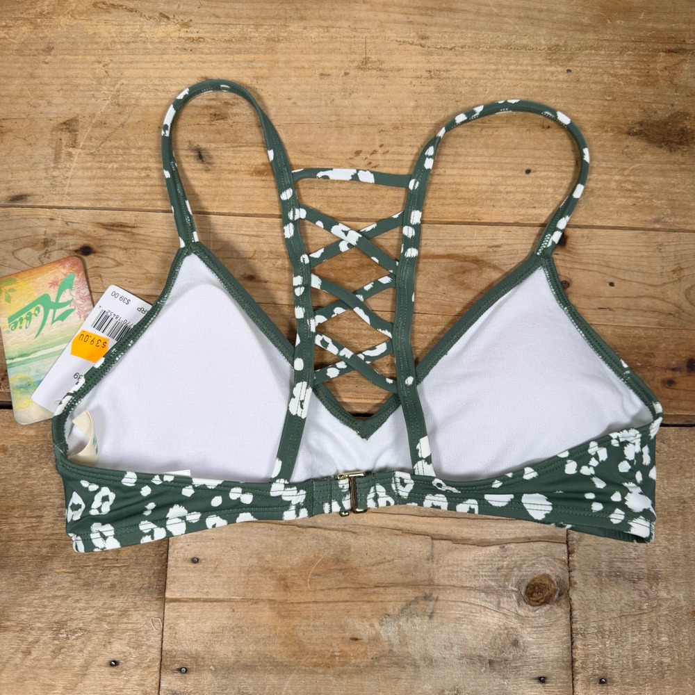 Hobie Olive Green Abstract Print Embroidered Bikini Set Medium NWT/Liner - Picture 6 of 16